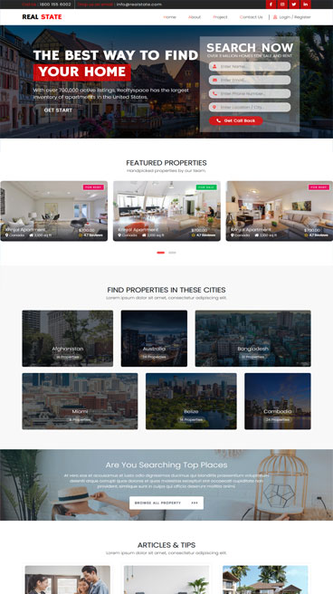 landing page for real estate