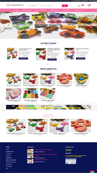 kids product website design