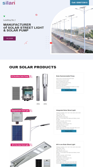 solar product website design