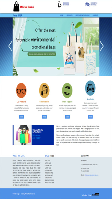 bags and packing website design