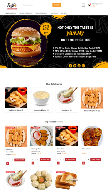 food delivery website design