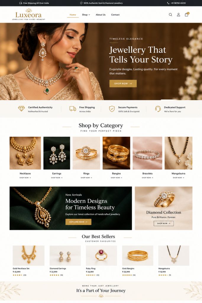 Luxeora Jewellery Boutique Homepage